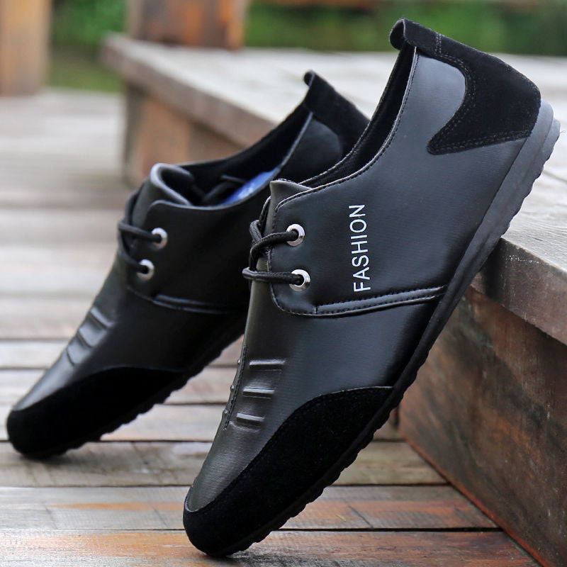 black leather and suede fashion shoes