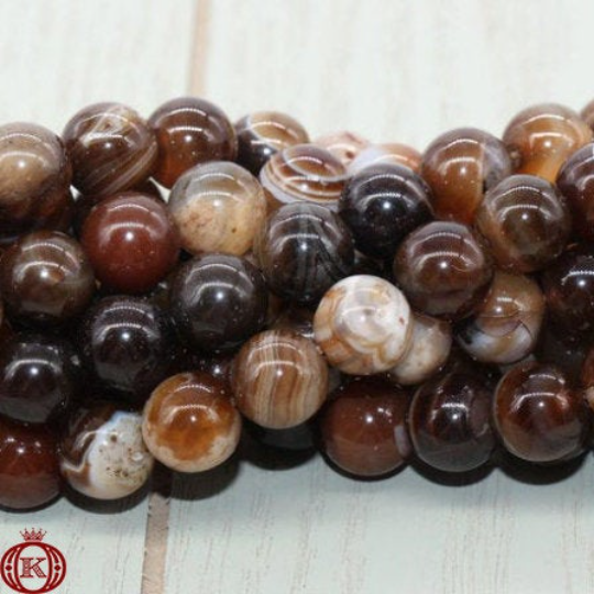brown gray stripe agate beads
