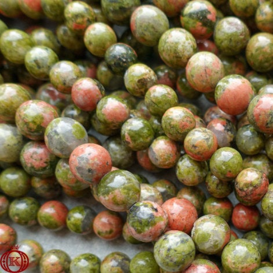 salmon green unakite gemstone beads