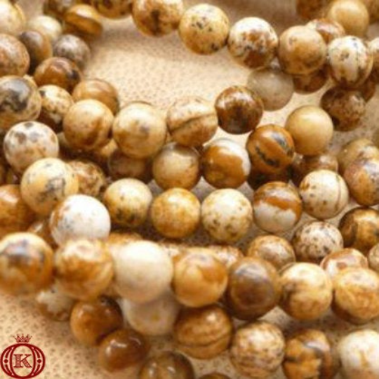 beige picture jasper gemstone beads