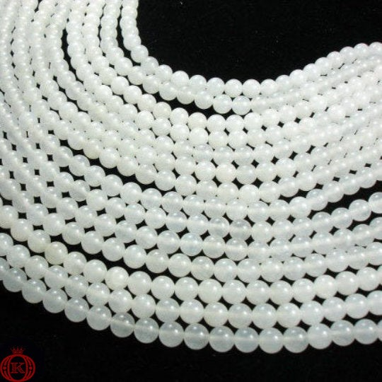 white jade gemstone bead strands
