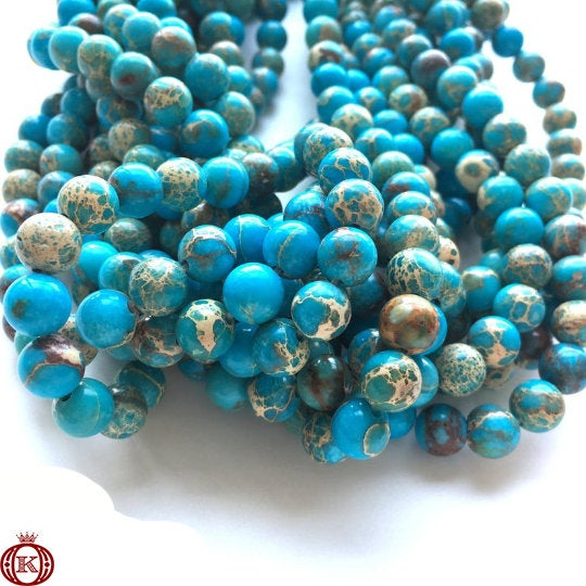 turquoise blue sea sediment imperial jasper beads