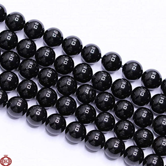 smooth black tourmaline beads