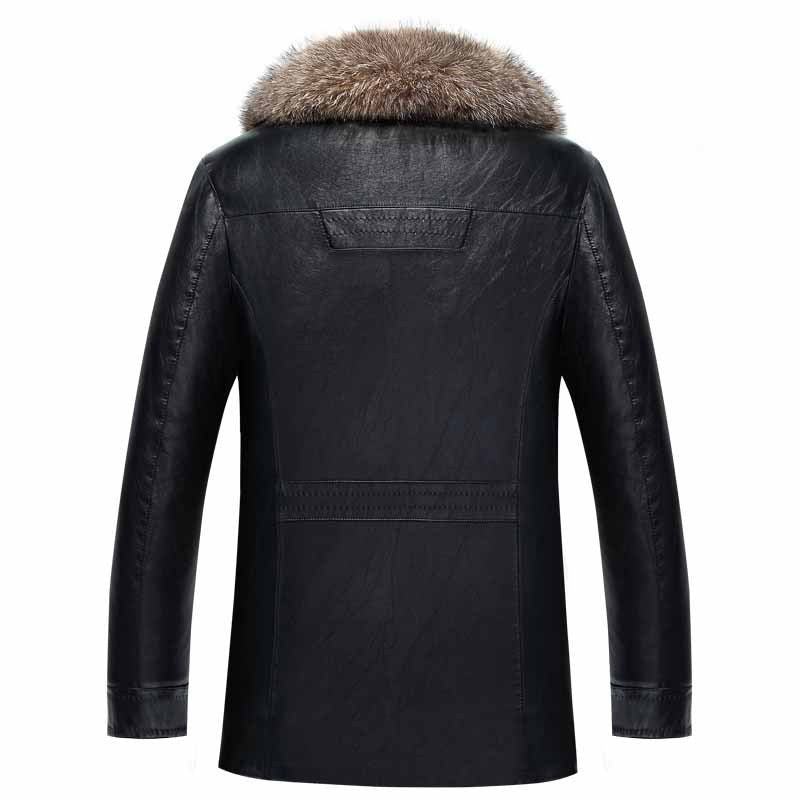 genuine leather fur collar coat