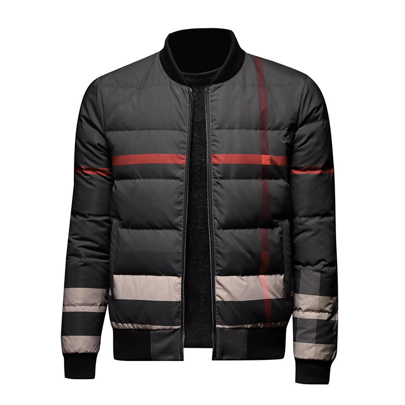 gray designer plaid pattern puffer jacket