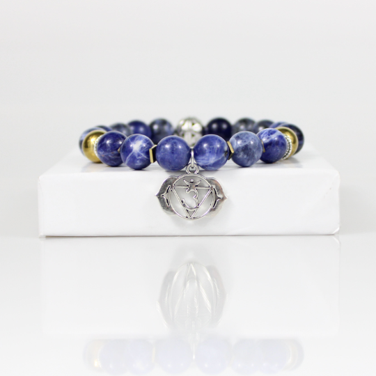 blue sodalite silver ajna chakra bracelet