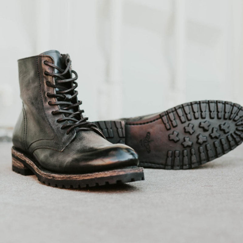 worn leather army boots