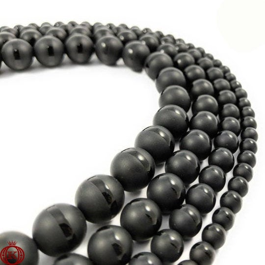 matte black shiny stripe onyx gemstone beads