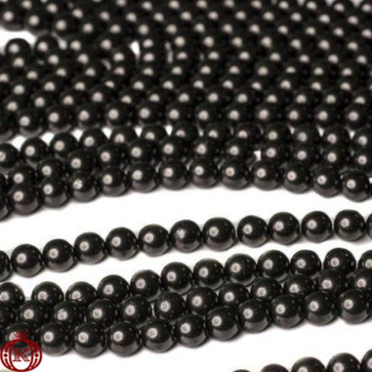 black shungite gemstone bead strands