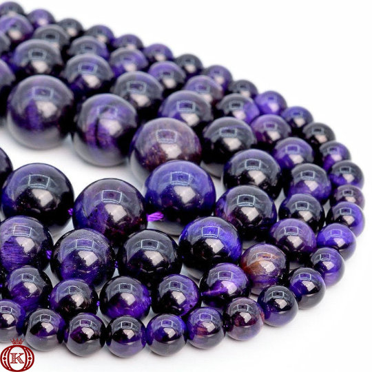 purple tiger eye gemstone bead strands