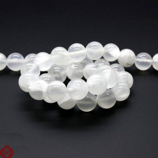 white selenite gemstone bead strands