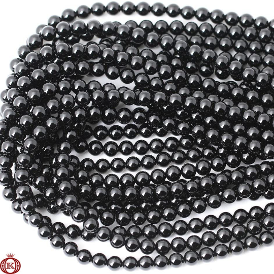 smooth round shiny black beads