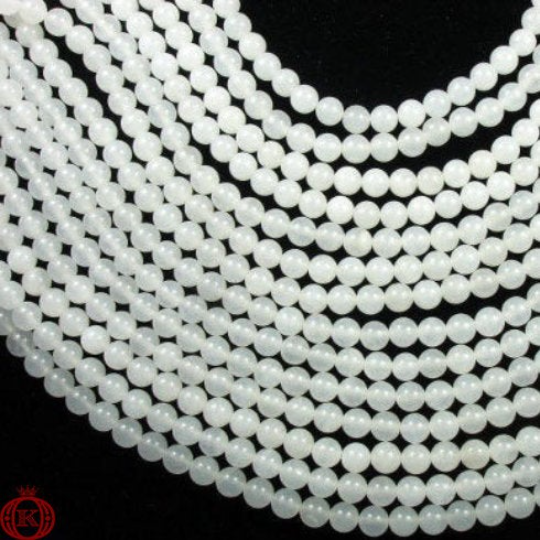 translucent white jade gemstone beads