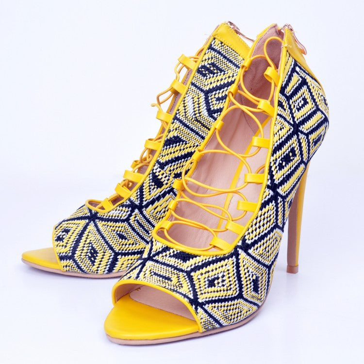 beautiful blue and yellow high heels