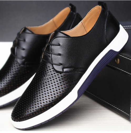 black white sole with holes on top casual walking shoe sneakers