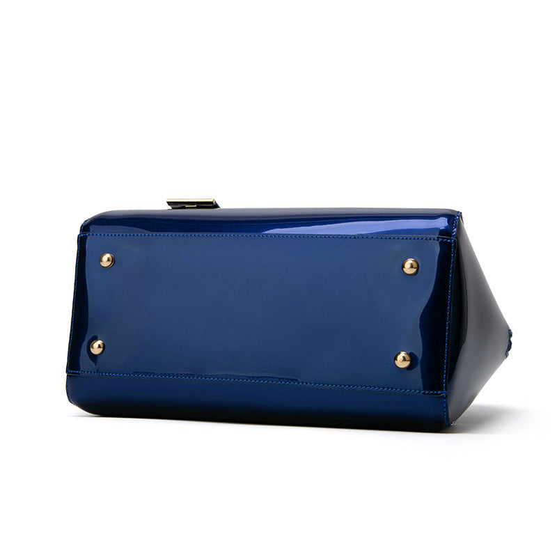 shiny royal blue handbag