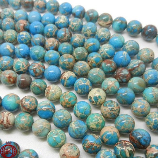 turquoise blue imperial jasper gemstone beads