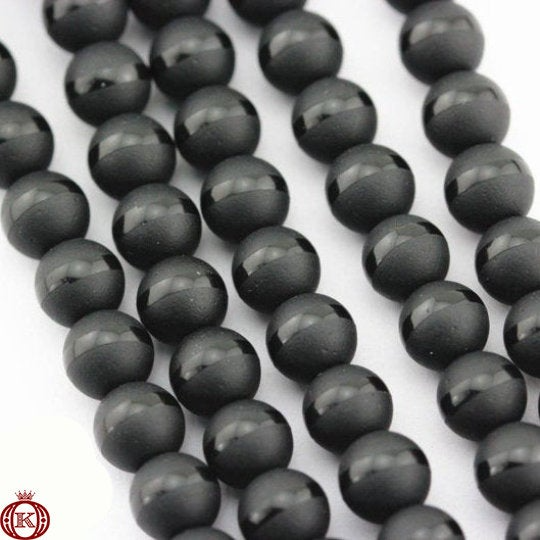 matte black shiny stripe agate gemstone beads