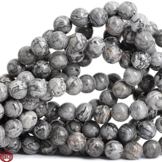 wholesale gray map jasper gemstone beads