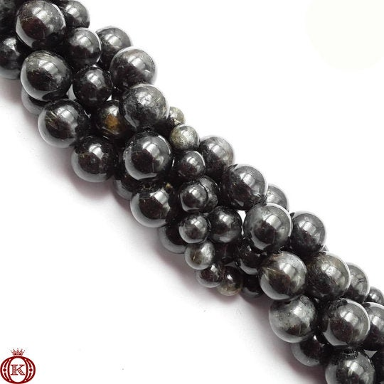 black gray arfvedsonite gemstone beads
