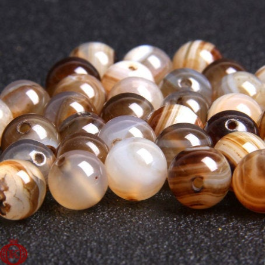 brown stripe agate gemstone bead strands