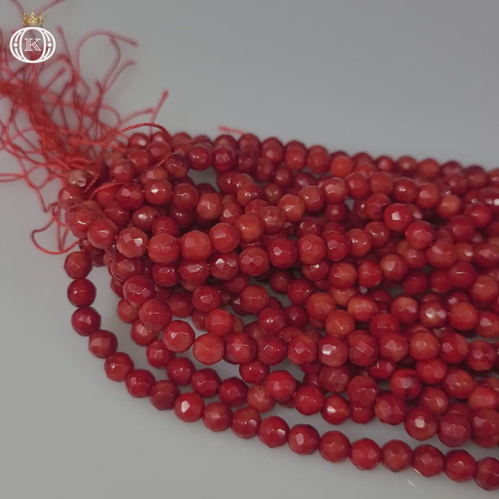 faceted red bamboo coral gemstone beads video