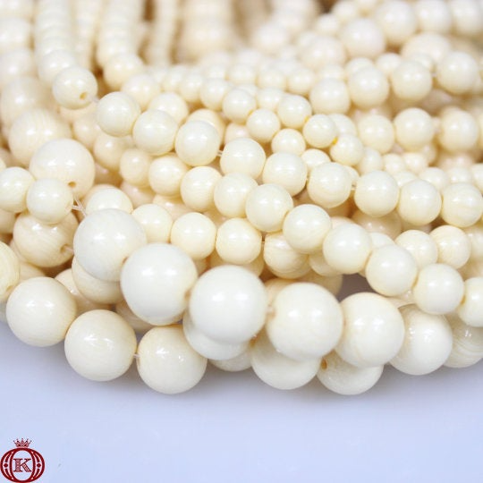 synthetic cream bone fossil riverstone gemstone beads