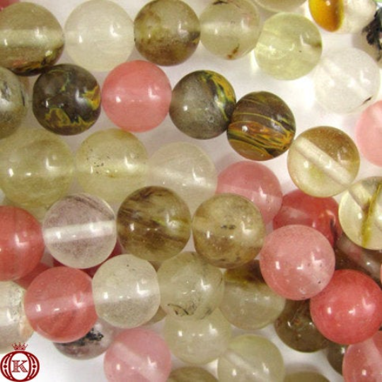 polished fire cherry quartz gemstone beads
