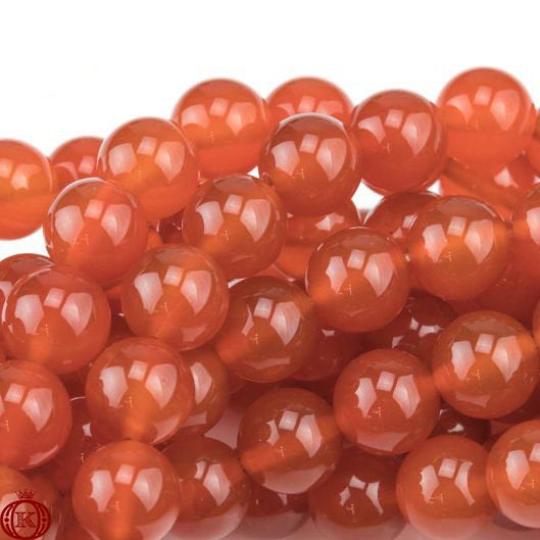 round orange carnelian gemstone beads