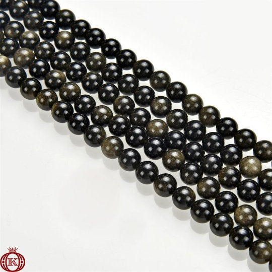 gold obsidian gemstone bead strands