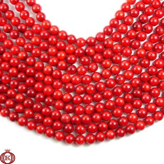 polished red bamboo coral gemstone beads