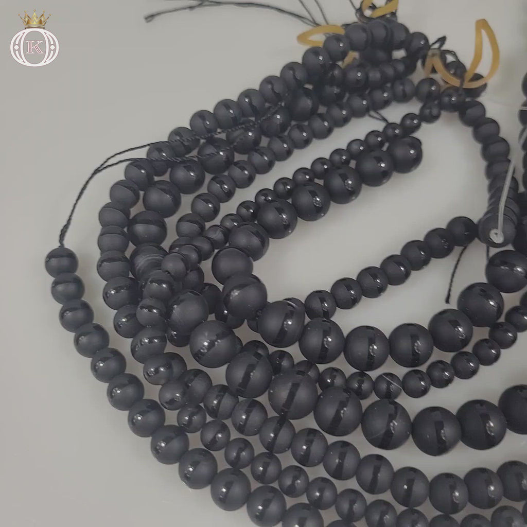 matte black shiny stripe onyx agate gemstone beads video