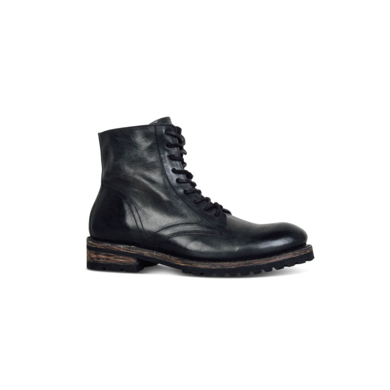 shiny black polished military boots