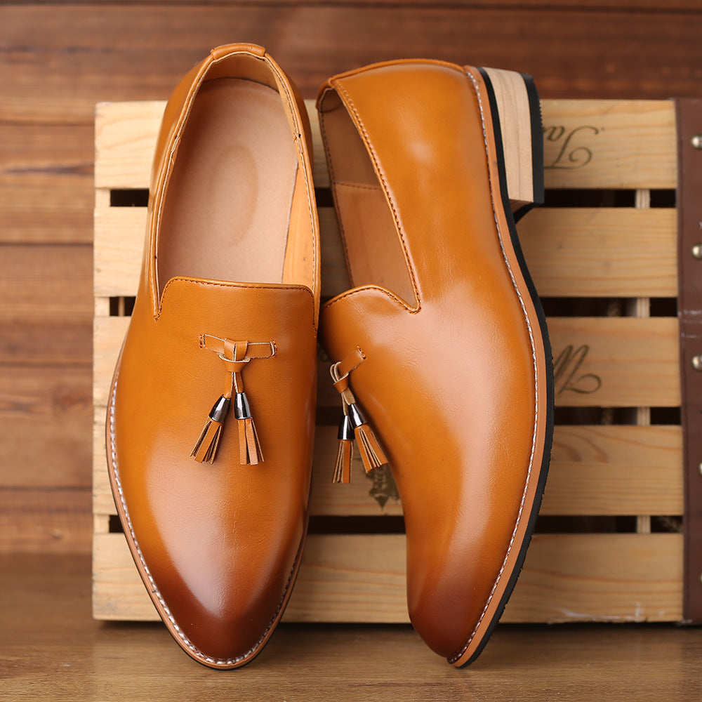 cognac brown leather tassel casual shoes