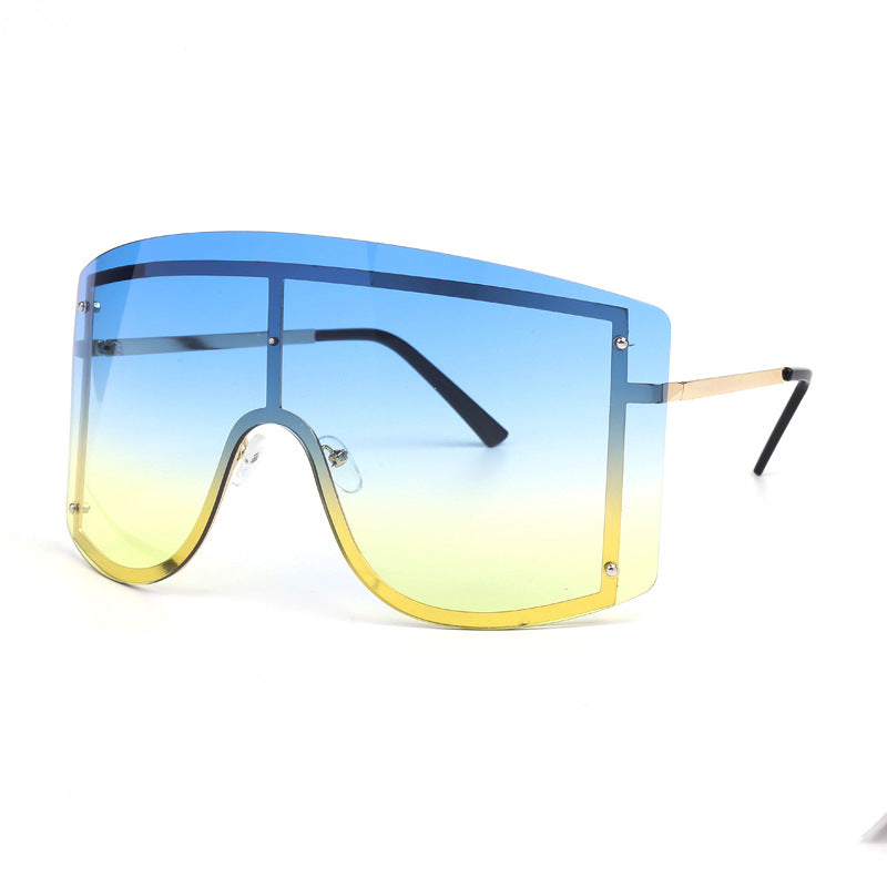 blue & yellow women large frame sunglasses