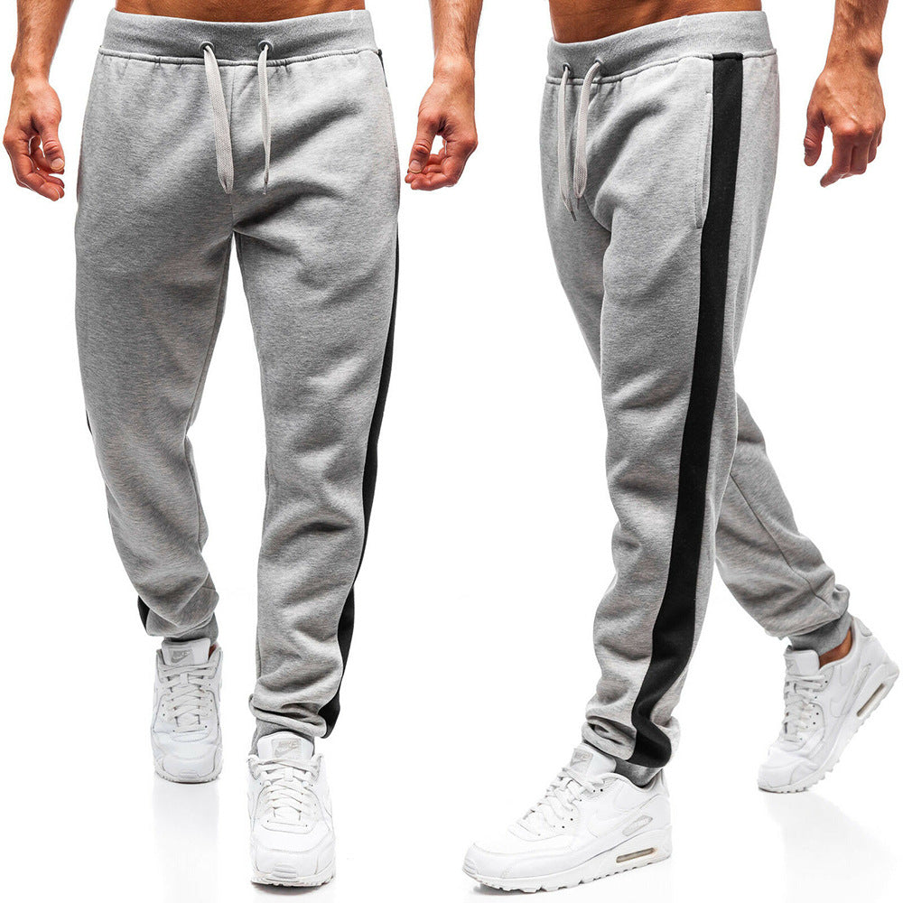 light gray with black stripe athletic slim fit sweat pants
