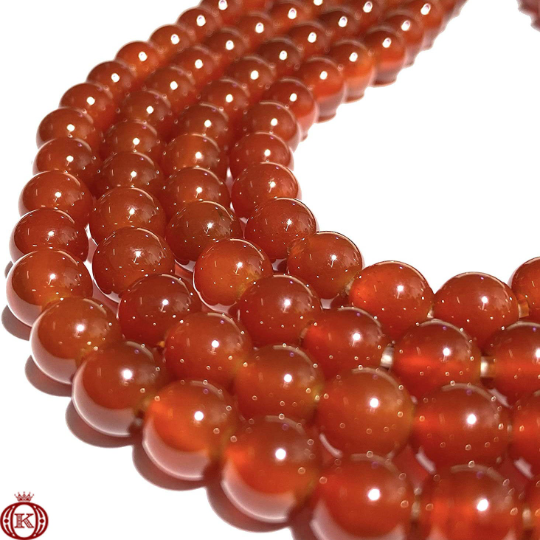 smooth orange carnelian gemstone beads
