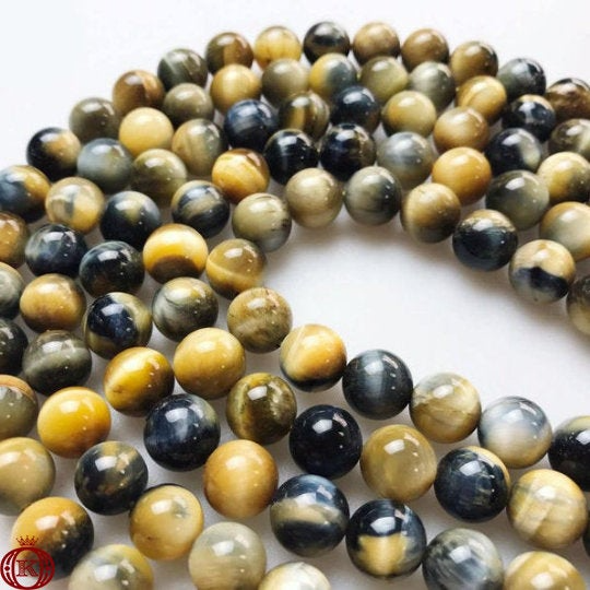 fancy golden yellow blue tiger eye gemstone beads