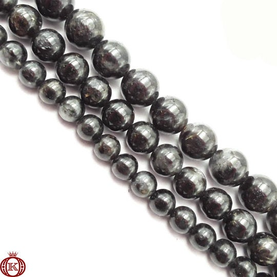 shiny arfvedsonite gemstone beads