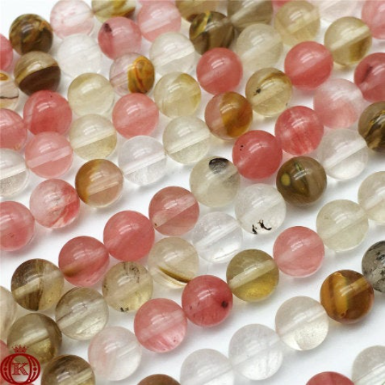 round fire cherry quartz gemstone beads