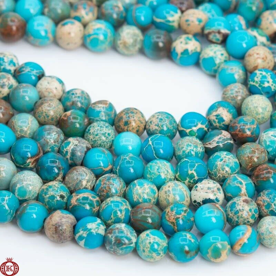 wholesale turquoise blue sea sediment imperial jasper gemstone beads