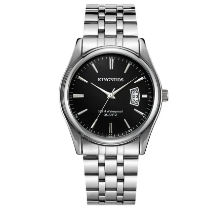 black face stainless steel watch