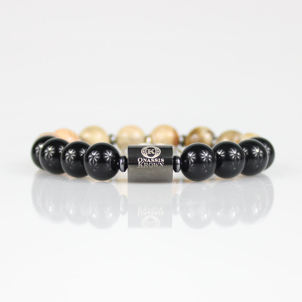 u.s. army charm black onyx bead bracelet