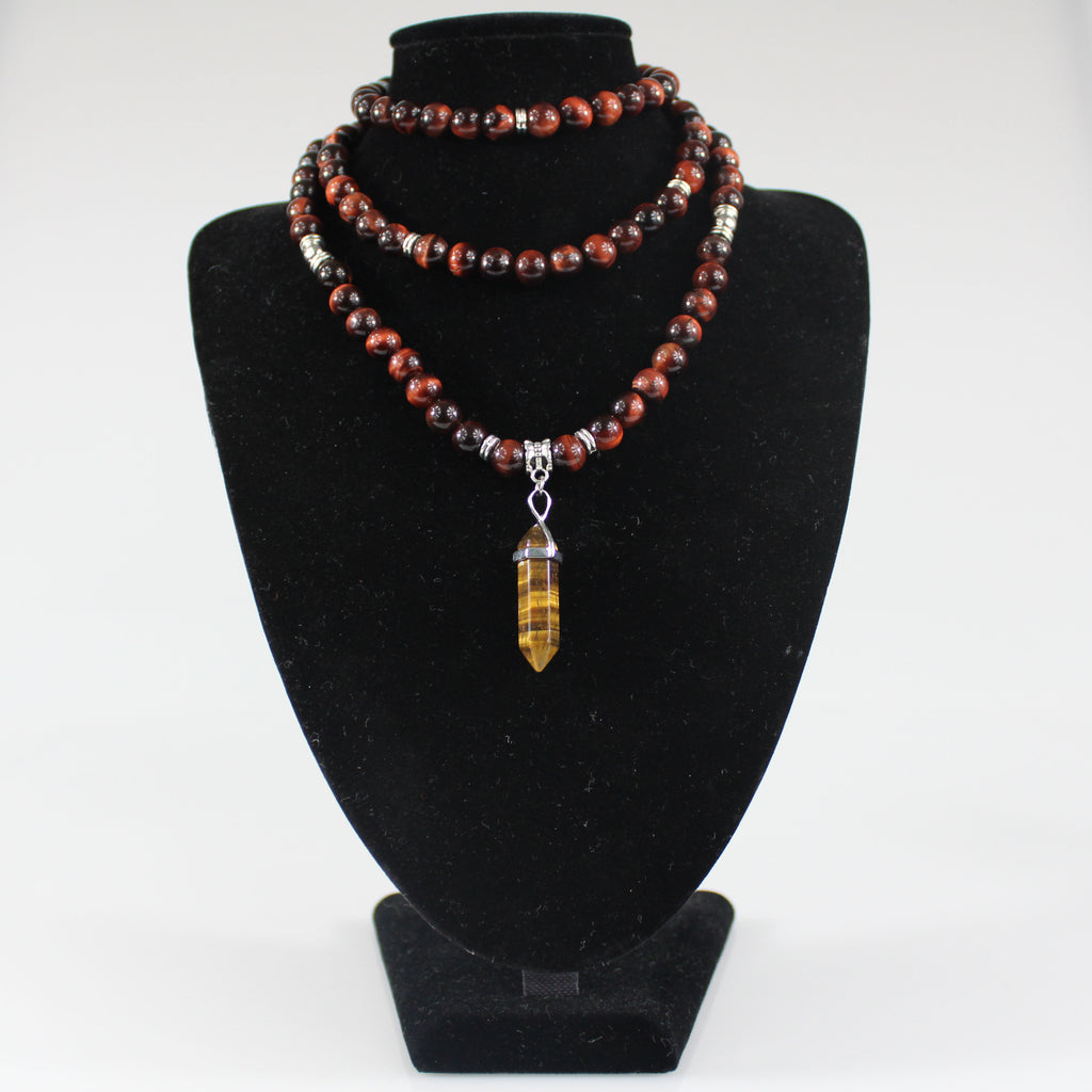 red tiger eye beaded necklace