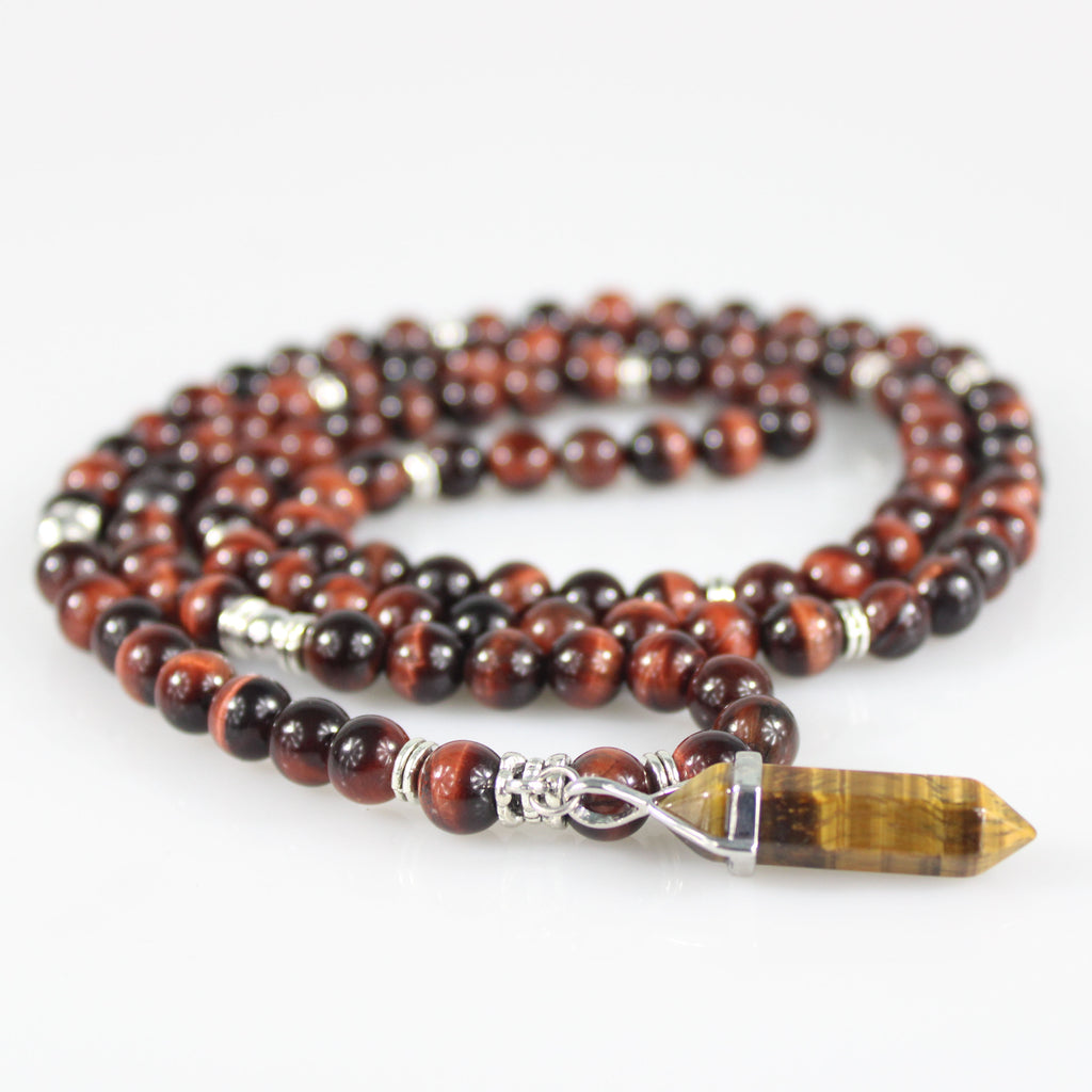 red tiger eye bead necklace