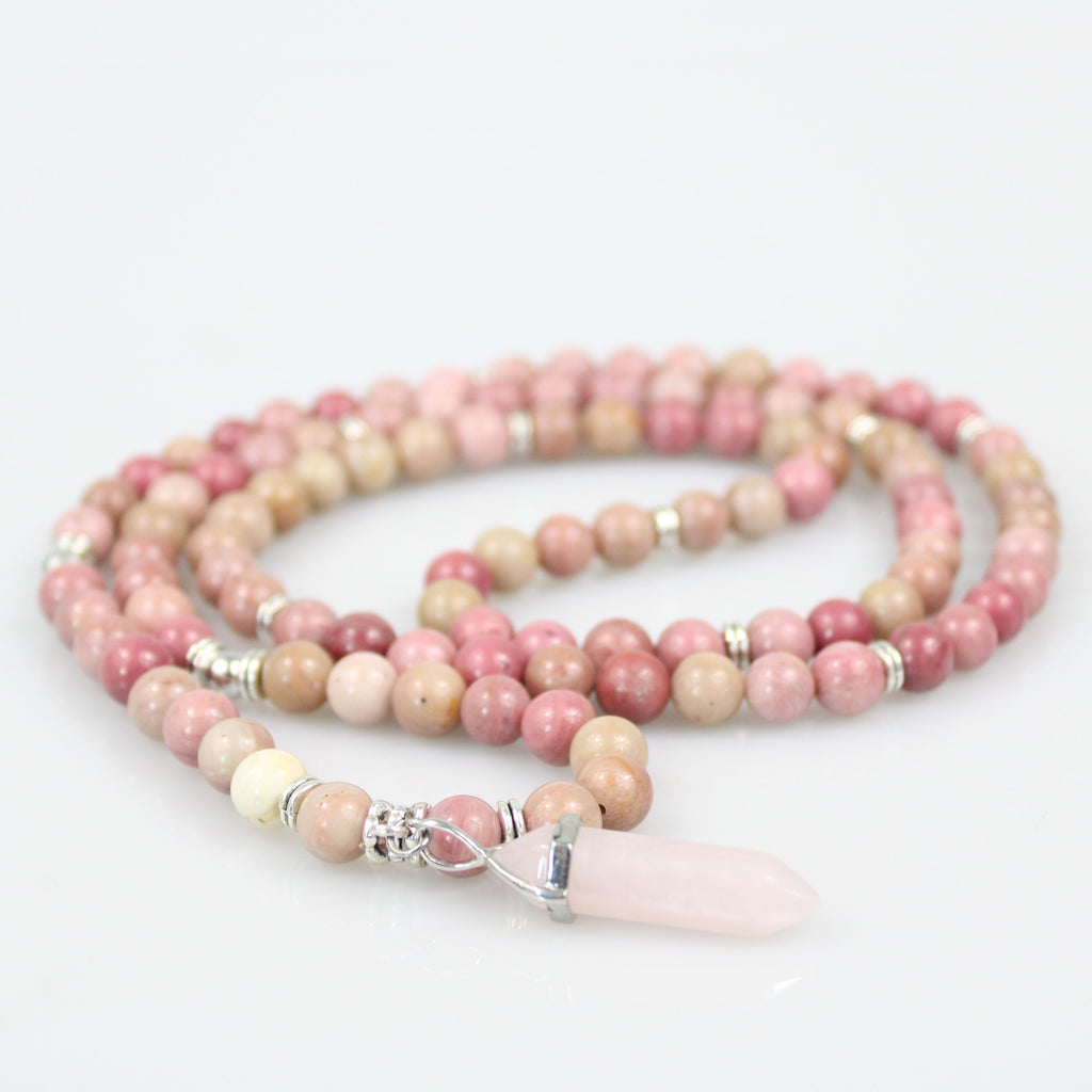 rhodochrosite prayer beads mala