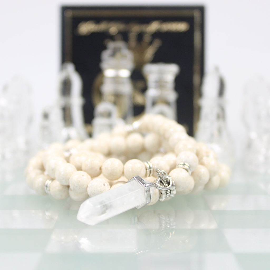 white turquoise crystal pendant prayer beads mala