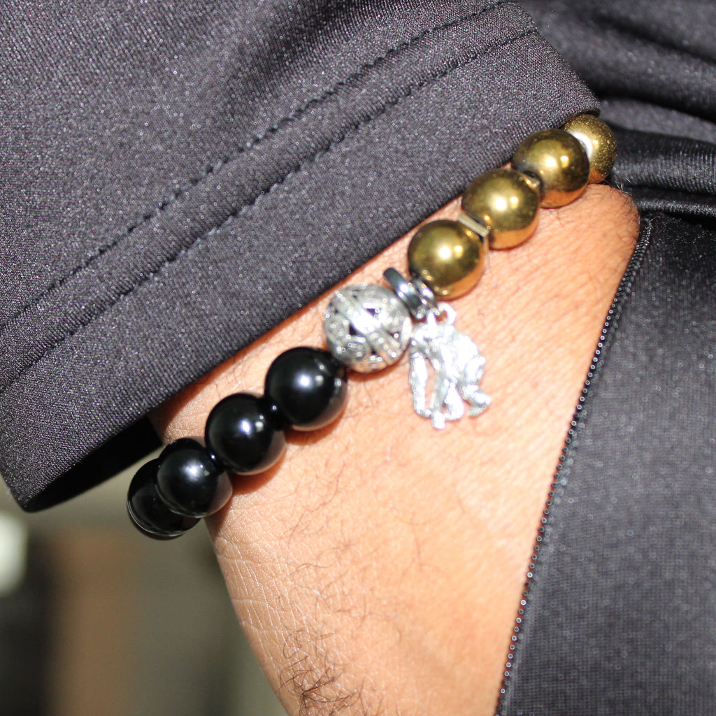 alpha phi alpha black gold ape charm bracelet