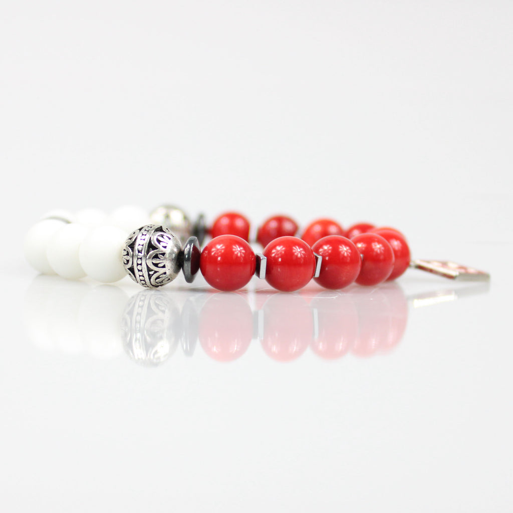 kappa alpha psi red white bead bracelet
