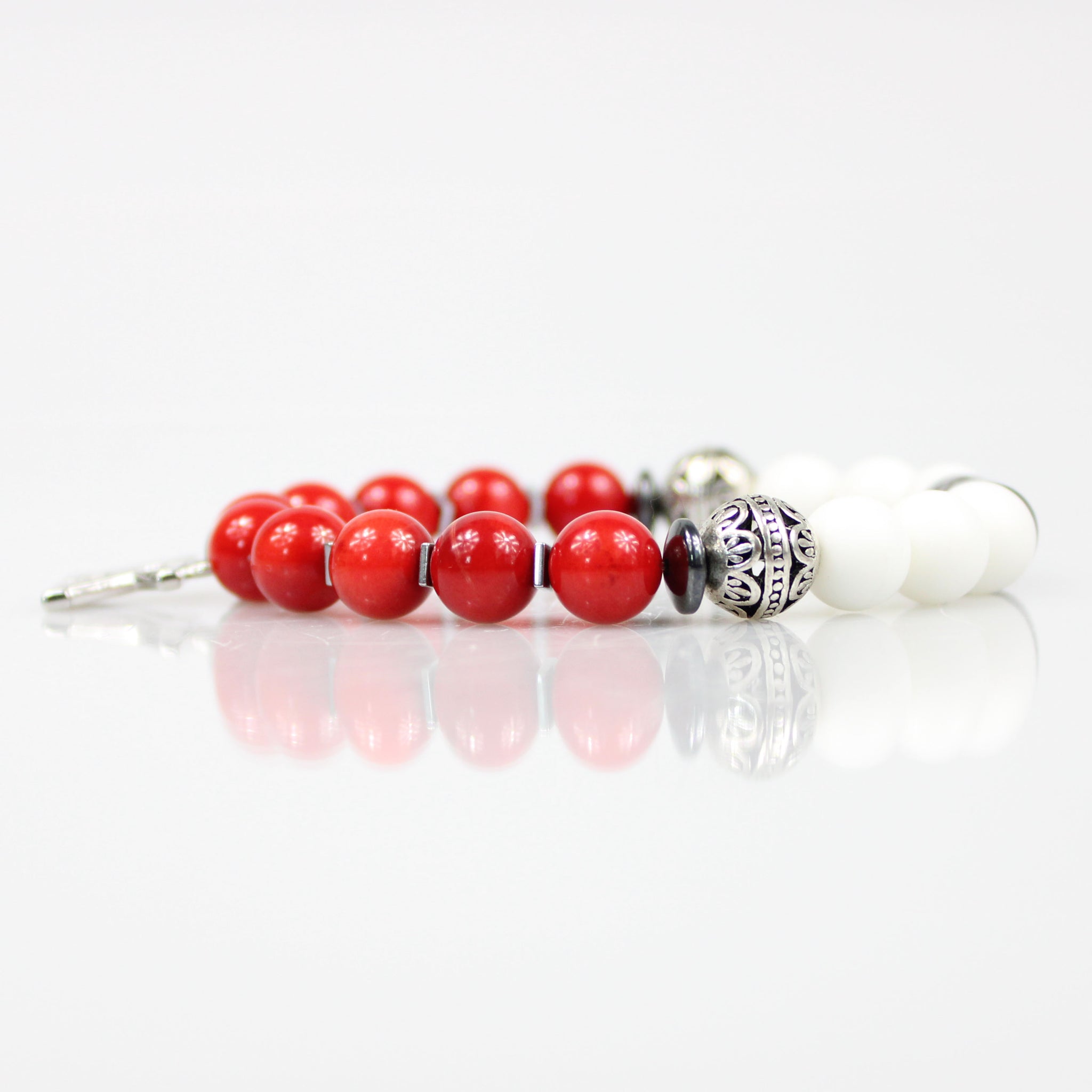 kappa alpha psi red white bead bracelet